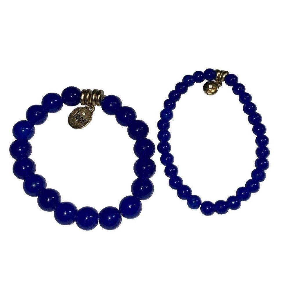 Blue Lapis beaded Charm bracelets, Nordstrom Hope with tiny diamonds VINTAGE